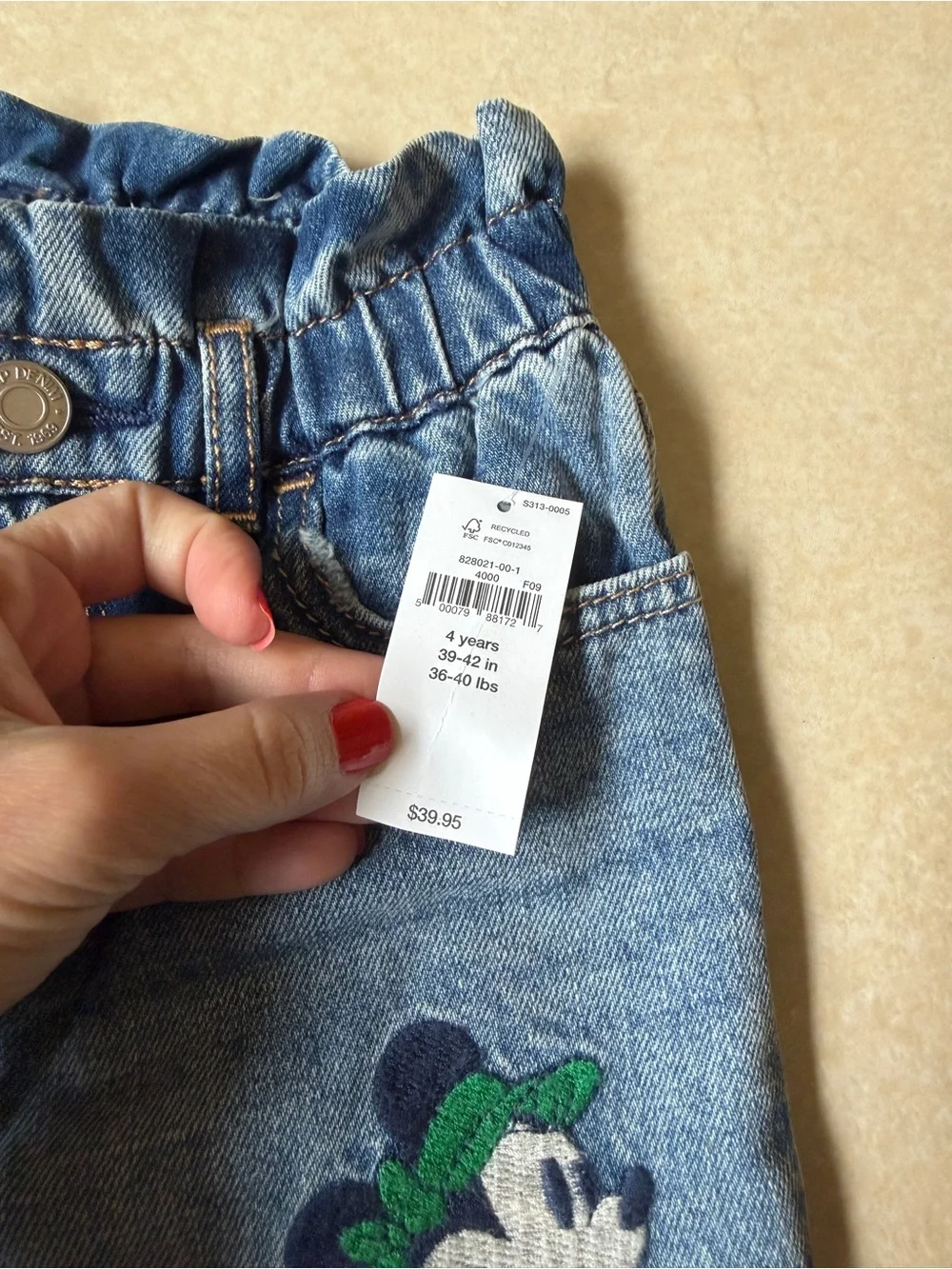 Baby Gap Disney Minnie Mouse Denim Paperbag Shorts Blue Jean 4 Years